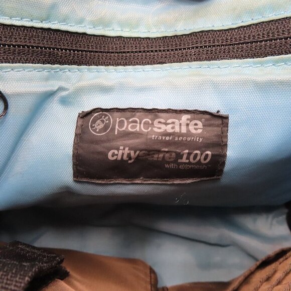 Pacsafe CitySafe 100 Brown Black Travel Security Crossbody Handbag Purse Bag - Picture 6 of 11